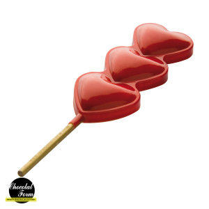 Moule Chocolat Sucette 3 Cœurs 9 x 3,5 cm (x6) Chocolat Form Moule Chocolat Sucette 3 Cœurs 9 x 3,5 cm (x6) Chocolat Form