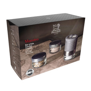 Bar à Sel Maestro avec Moulin, Réservoirs et 3 Sels Peugeot Bar à Sel Maestro avec Moulin, Réservoirs et 3 Sels Peugeot