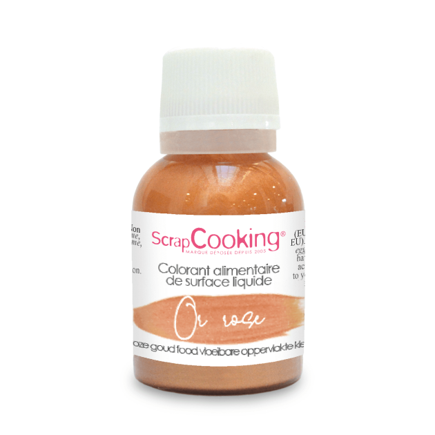 DLUO Dépassée Colorant Alimentaire Liquide Or Rose 20 g Scrapcooking