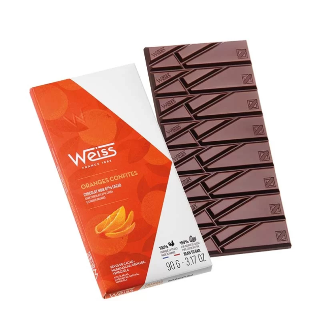 Tablette de Chocolat Noir Orange 67% 90 g Weiss