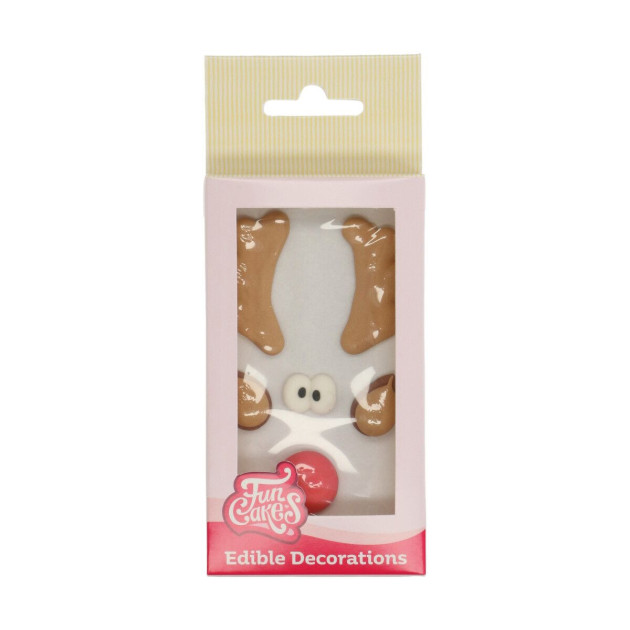 DLUO Courte Décors en Sucre Renne Rudolph au Nez Rouge Noël Funcakes