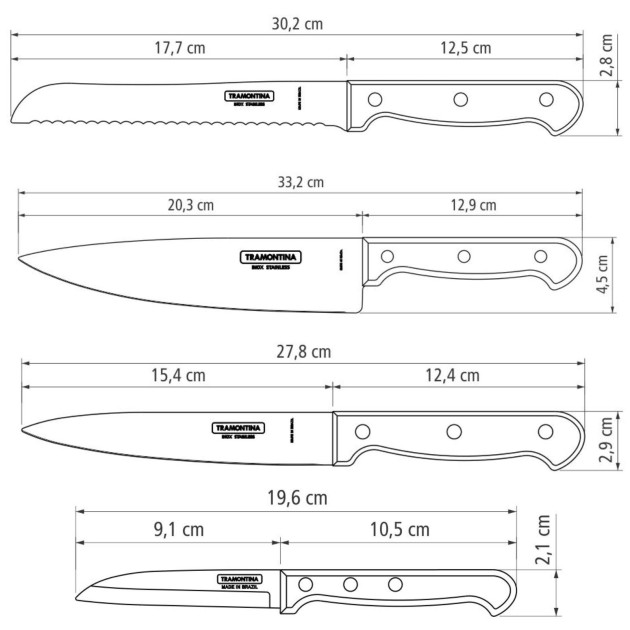 Kit Tramontina - Couteaux en Inox Kit Tramontina - Couteaux en Inox