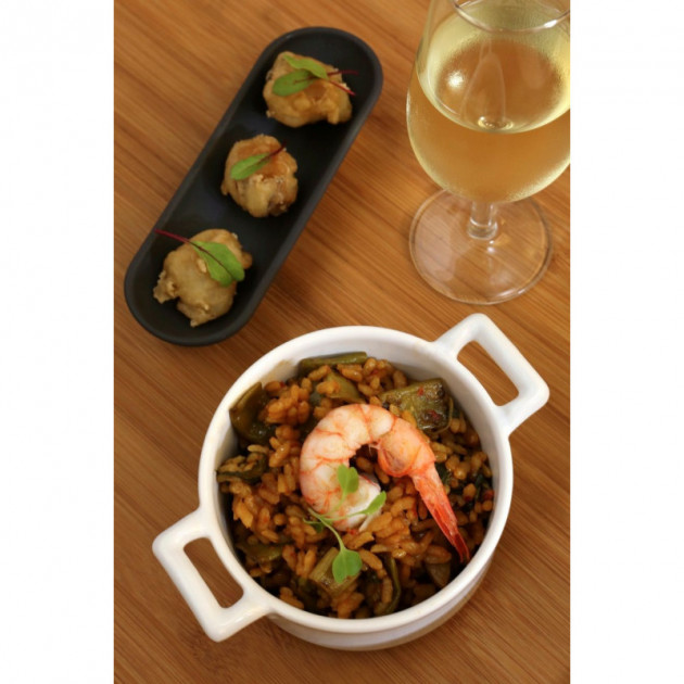 Mise en bouche servie dans un ravier blanc Belle Cuisine