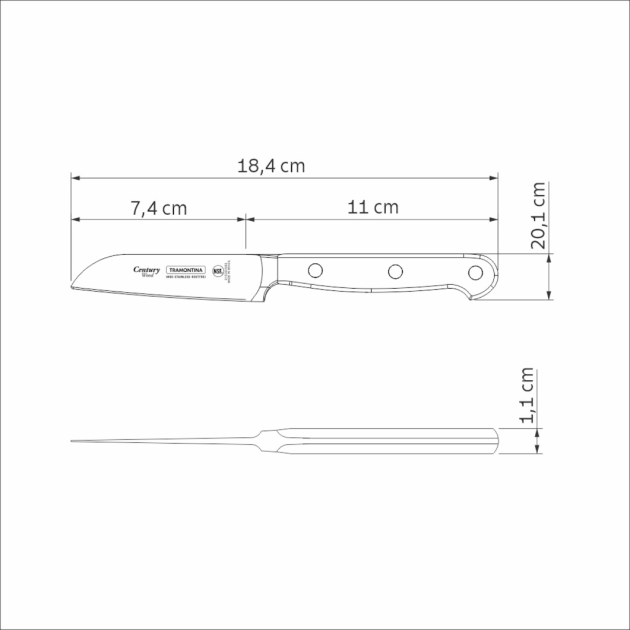 Dimensions Couteau Tramontina