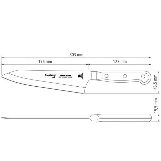 Dimensions Couteau Japonais Santoku Rocking 