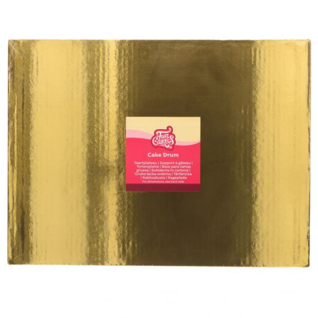 Support à Gâteau Rectangle Doré Lisse 40,5 x 30,5 x H 2 cm Funcakes
