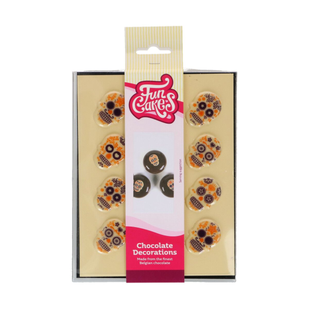 DLUO Courte Décors Chocolat Blanc Fête des Morts Funcakes (x12)