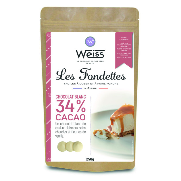 DLUO Courte Chocolat Blanc 34% Fondettes 250g Weiss