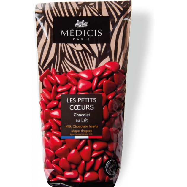 Dragées Chocolat au Lait Petit Coeur Rouge 250g Médicis