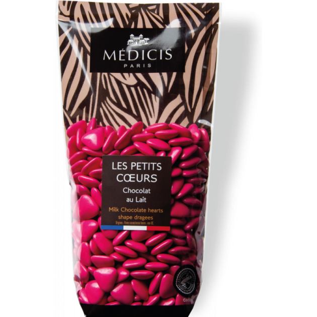Dragees Chocolat au Lait Petit Coeur Magenta 250g Medicis