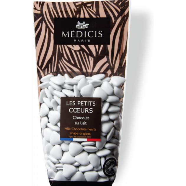 Dragees Chocolat au Lait Petit Coeur Blanc 250g Medicis