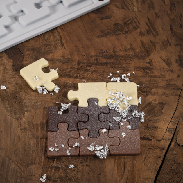 Moule Silicone Puzzle 9 x H 0,4 cm 9 pièces (x2) Gourmand Pavoni