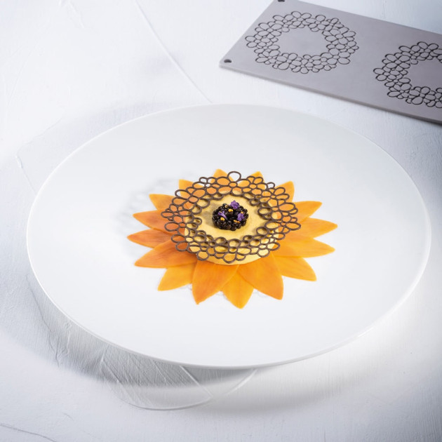 Moule Silicone Décor Jasmin Ø 11,5 x H 0,15 cm (x3) Gourmand Pavoni