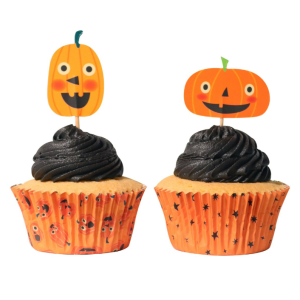 24 Caissettes Cupcakes + 24 Cake Topper Citrouille PME 24 Caissettes Cupcakes + 24 Cake Topper Citrouille PME