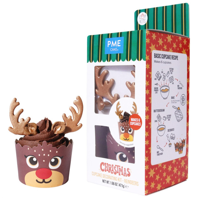 Kit Caissettes Cupcakes et Décorations Rennes (x6) PME