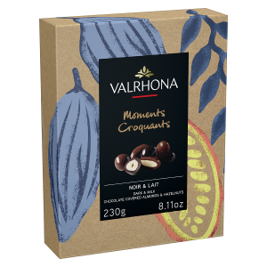 Coffret Amandes et Noisettes Enrobées Chocolat Noir et Lait 230 g Valrhona