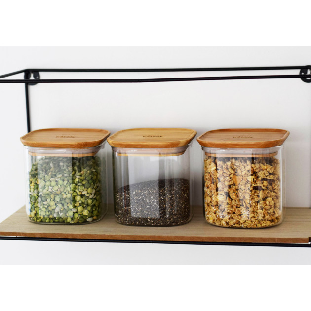 Boîtes transparentes avec couvercle en bambou