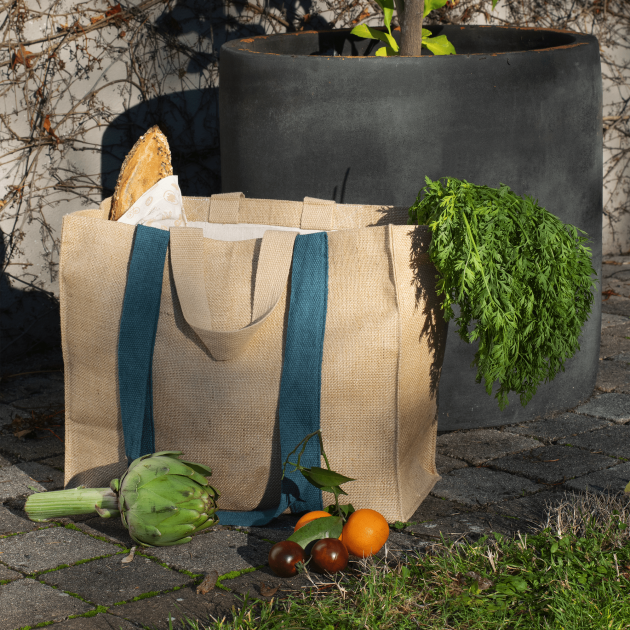 Sac de course réutilisable en coton et jute Sac de course réutilisable en coton et jute