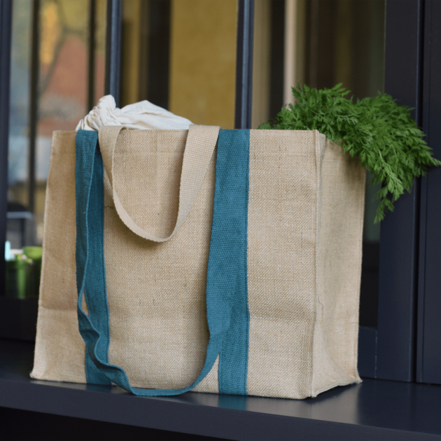 Sac cabas pour courses beige et bleu Sac cabas pour courses beige et bleu