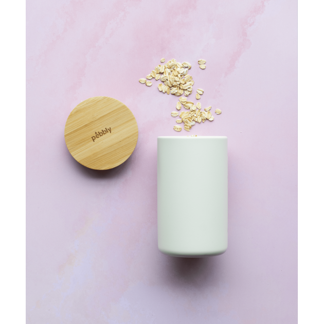 Boîte à thé beige avec couvercle en bois