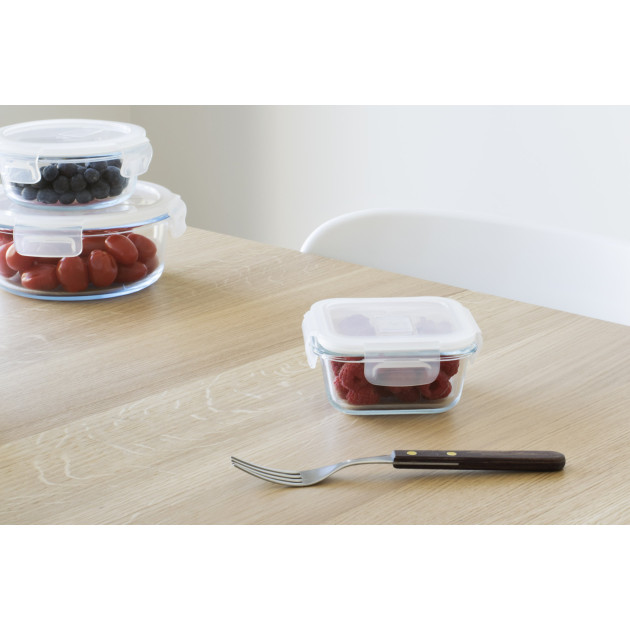 Boîte hermétique en verre carré Pebbly