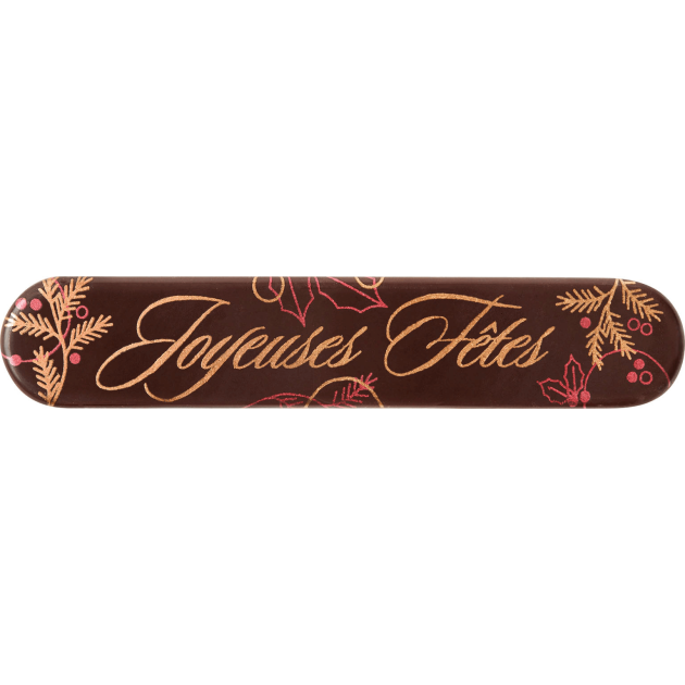 DLUO Courte Plaquette Chocolat Joyeuses Fêtes 13 x 2,5 cm (x48) Florensuc