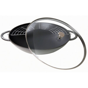Wok en Fonte 30 cm Gris Staub