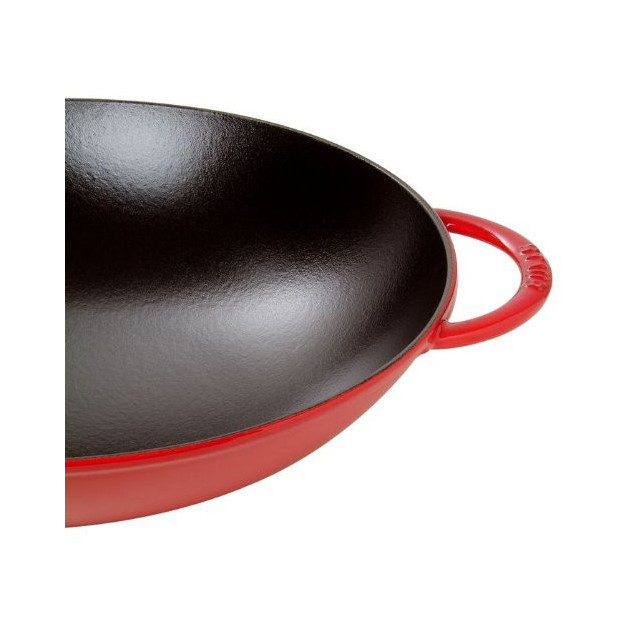 Wok en Fonte 37 cm Rouge Staub, wok avec couvercle en verre, Achat, Vente,  Acheter
