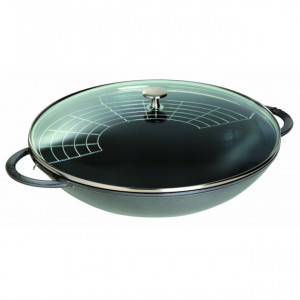 Wok en Fonte 37 cm Gris Staub