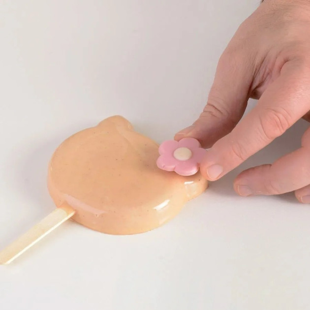 Glace faite maison à l'aide du moule à glace en forme de chat Glace faite maison à l'aide du moule à glace en forme de chat