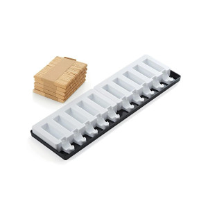 Moule à glace silicone 10 barres arrondies avec bâtonnets SilikoMart Moule à glace silicone 10 barres arrondies avec bâtonnets SilikoMart