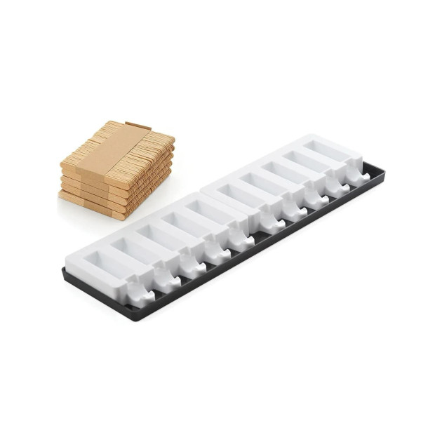Moule à glace silicone 10 barres rectangles avec bâtonnets SilikoMart