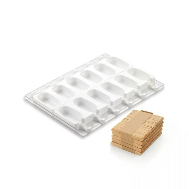Moule à glace silicone 12 Esquimaux avec bâtonnets SilikoMart