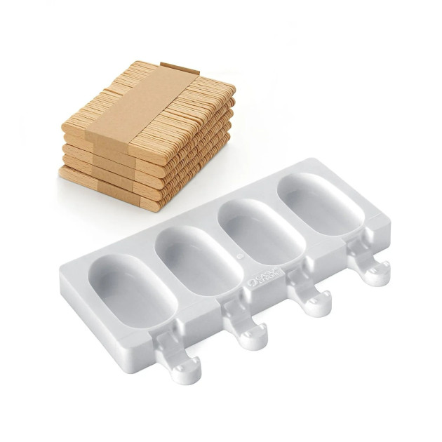 Moule à Glace Silicone 4 Mini Esquimaux avec bâtonnets SilikoMart
