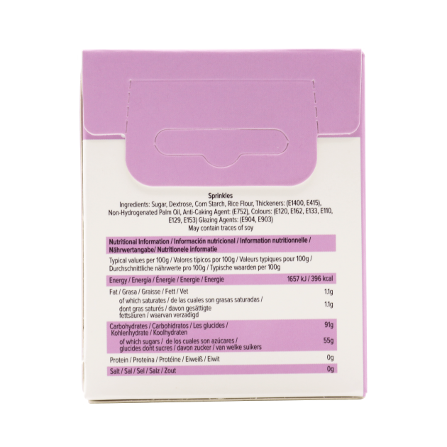 Tableau de la Valeur Nutritive Décorations en Sucre