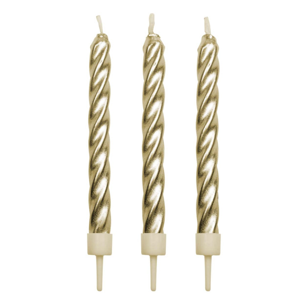Bougies Torsadées Dorées avec Supports 6,2 cm (x10) PME