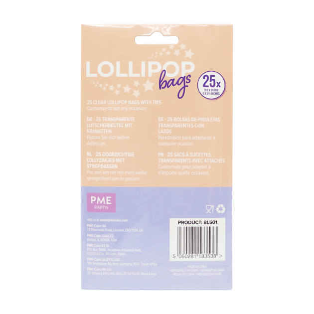 Pack 25 Sacs à Sucettes et Attaches Argentées