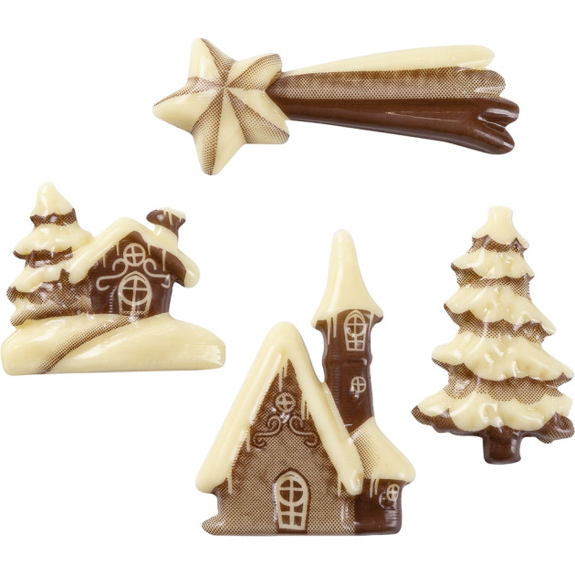 4 Décors en Chocolat Village de Noël (x64) Florensuc