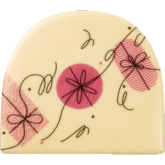Embout de Bûche Chocolat Blanc Cadeau Rose (x42) Florensuc