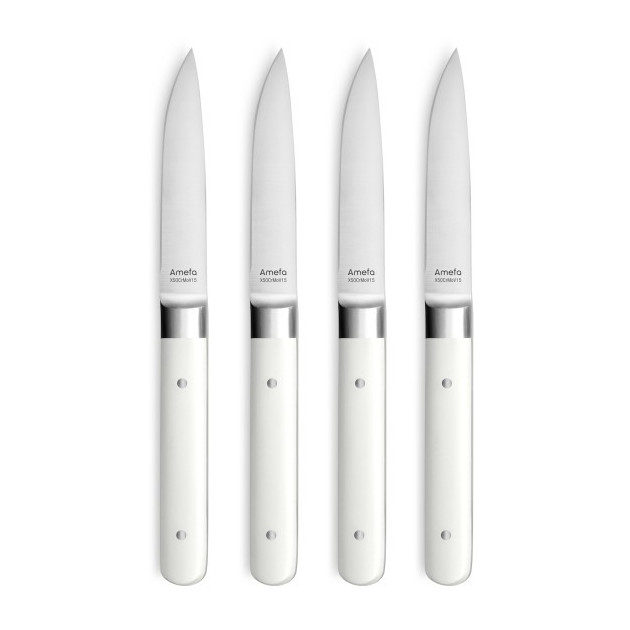 Coffret 4 Couteaux Steak Fusion Blanc 22 cm Amefa
