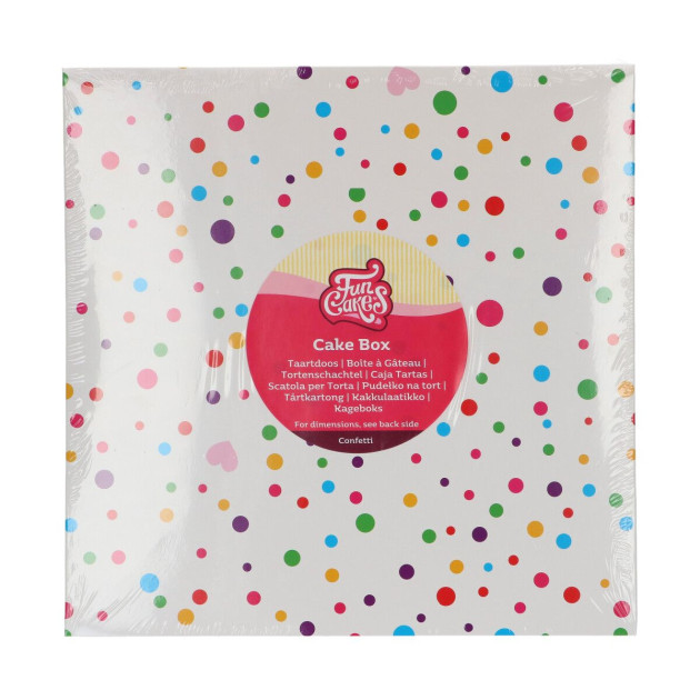 Boîte à Gâteau Blanche Confetti 25 x H 15 cm Funcakes