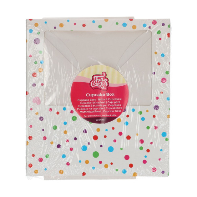 Boîte à Cupcakes Blanche Confetti (x3) Funcakes