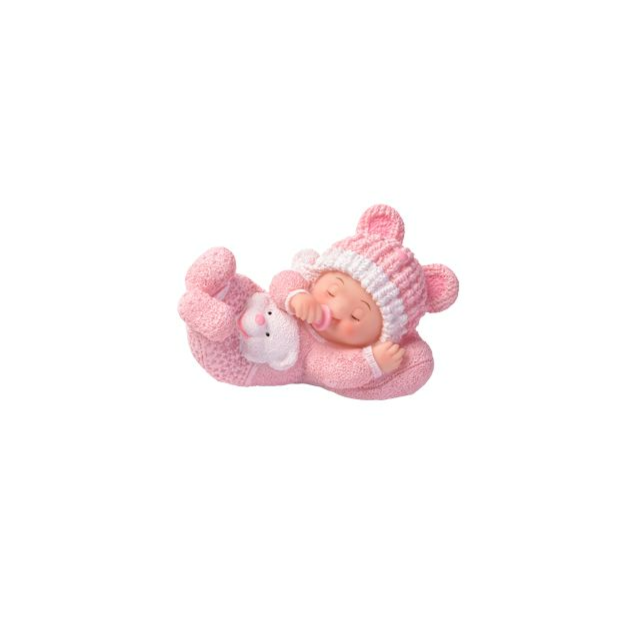 Sujet Baptême Rose Fille Endormie Modecor