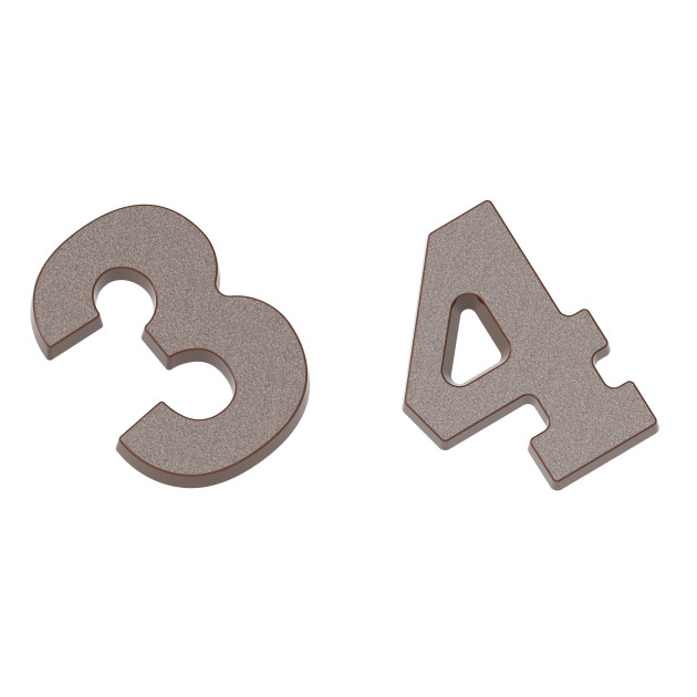 Moule Chocolat Chiffres Trois et Quatre 14 x 10 x H 1,4 cm (x2) Chocolate World
