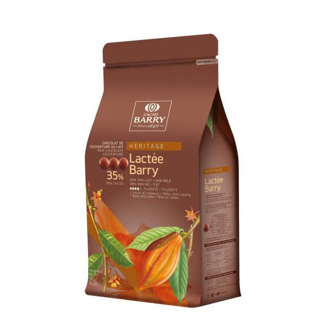 DLUO Courte Chocolat Lactée Barry 35,3% pistoles 5 kg