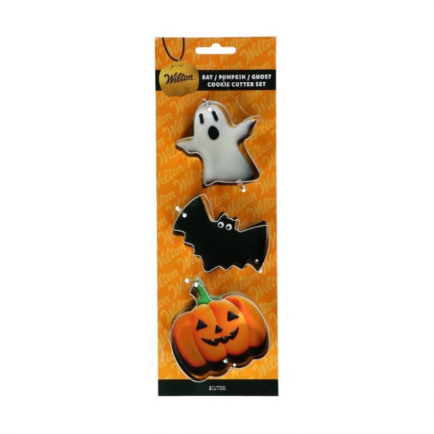 Emporte-Pièces Inox Citrouille Fantôme et Chauve-Souris (x3) Wilton