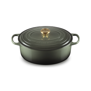 Cocotte en Fonte Ovale 31 cm Thym Bouton Doré Le Creuset Signature