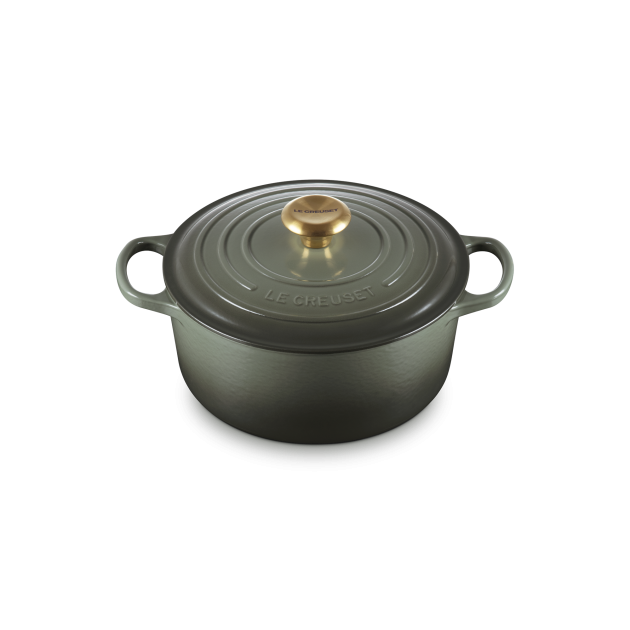 Cocotte en Fonte Ronde 24 cm Thym Bouton Doré Le Creuset Signature