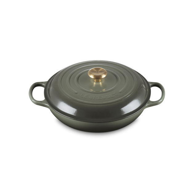 Faitout Thym Bouton Doré en Fonte avec Intérieur Sable 30 cm Le Creuset Signature