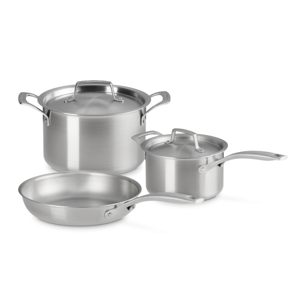 Set 3 Pièces Faitout, Poêle et Casserole avec Couvercle Essentiel Le Creuset
